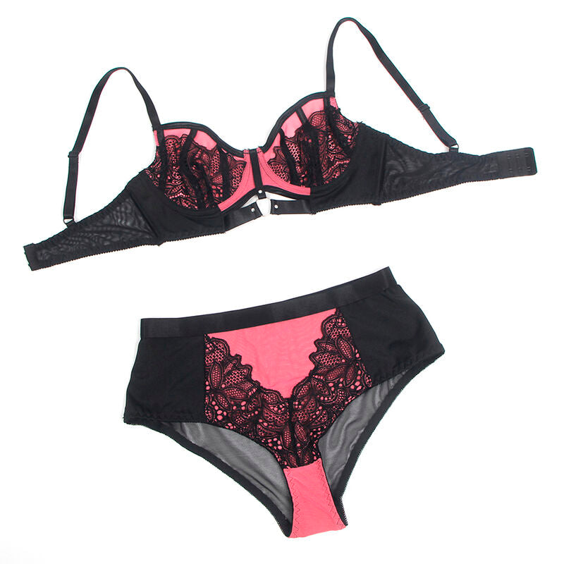 SUBBLIME - 955571 SET REGGISENO IN VERNICE ROSA CON CERNIERA E REGGISENO A RETINO S/M – Insieme sexy della biancheria – foto 6