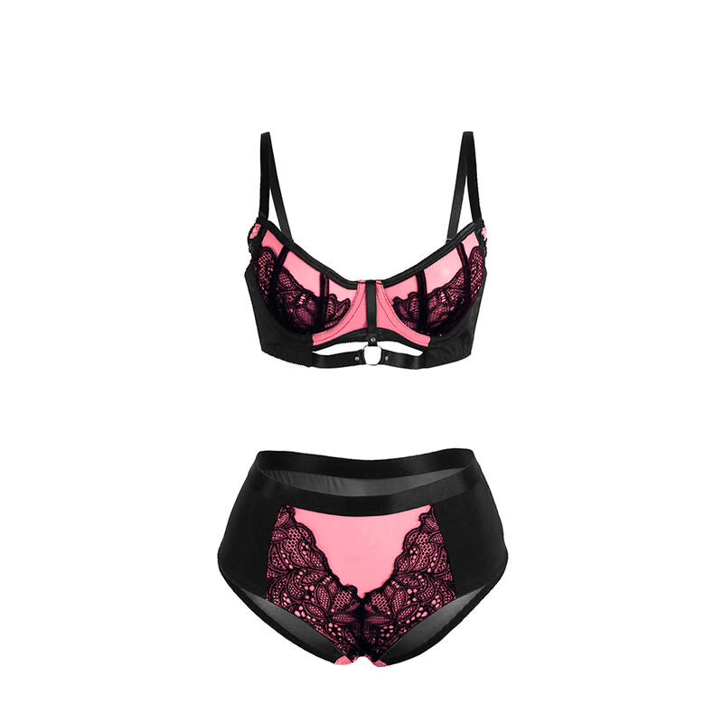 SUBBLIME - 955588 SET REGGISENO IN VERNICE ROSA CON CERNIERA IN RETE L/XL – Insieme sexy della biancheria – foto 5