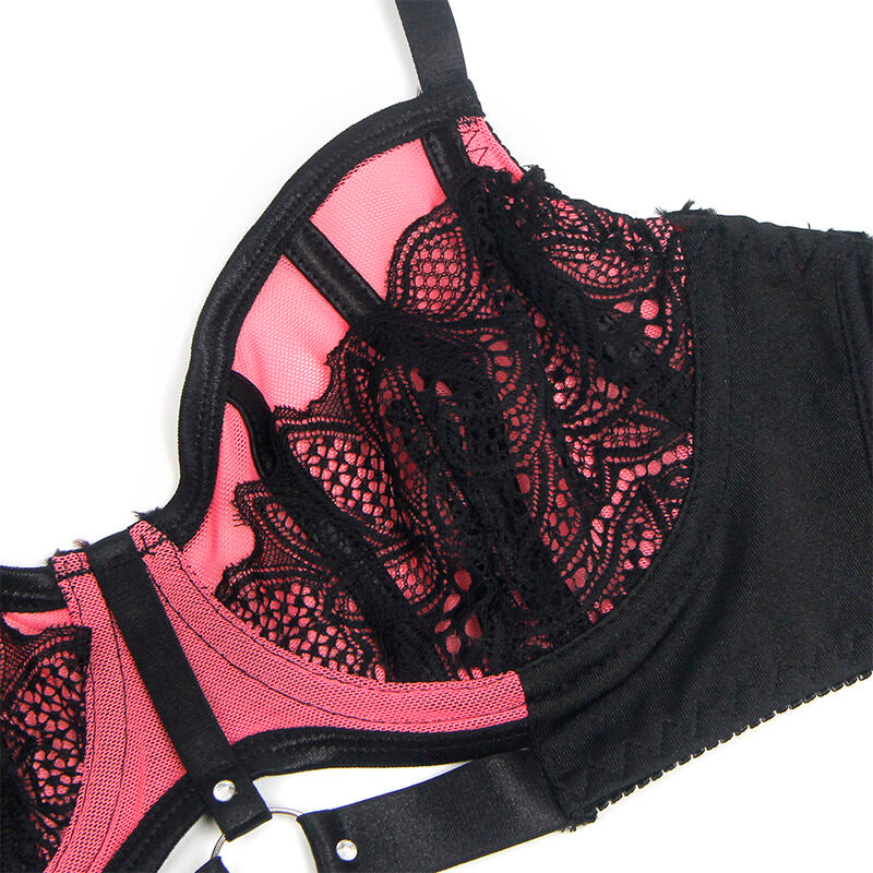 SUBBLIME - 955588 SET REGGISENO IN VERNICE ROSA CON CERNIERA IN RETE L/XL – Insieme sexy della biancheria – foto 8