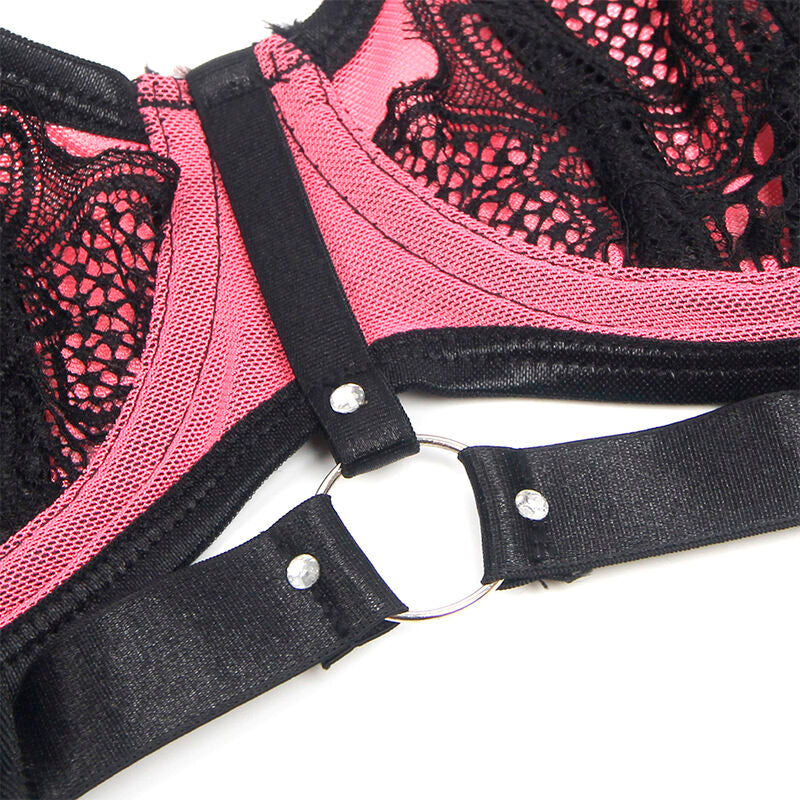SUBBLIME - 955588 SET REGGISENO IN VERNICE ROSA CON CERNIERA IN RETE L/XL – Insieme sexy della biancheria – foto 9