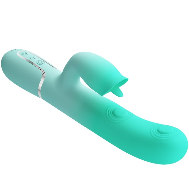 PRETTY LOVE - VIBRATORE MULTIFUNZIONE CONIGLIO GIGI VERDE ACQUA – Vibratori di coniglio – foto 6