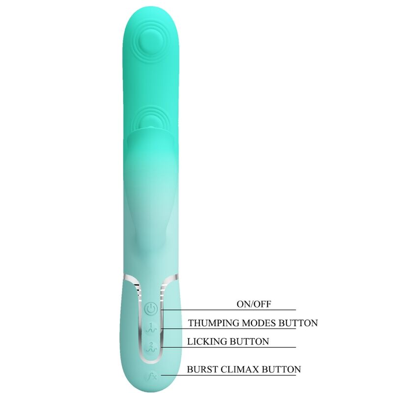 PRETTY LOVE - VIBRATORE MULTIFUNZIONE CONIGLIO GIGI VERDE ACQUA – Vibratori di coniglio – foto 8