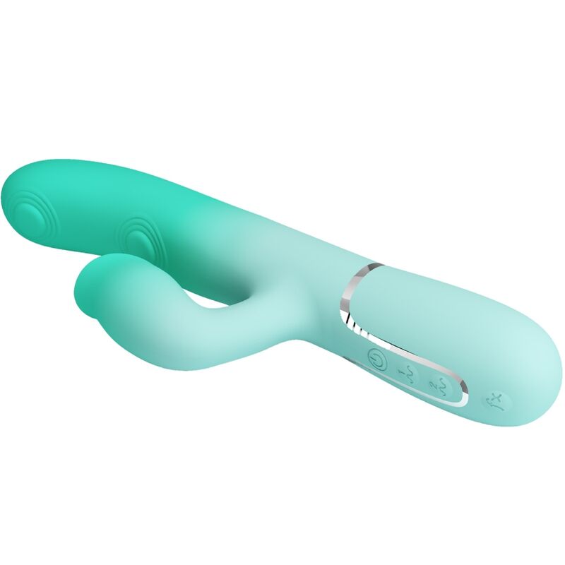 PRETTY LOVE - VIBRATORE MULTIFUNZIONE CONIGLIO GIGI VERDE ACQUA – Vibratori di coniglio – foto 5
