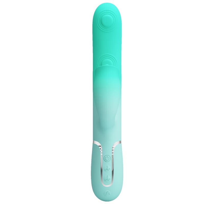 PRETTY LOVE - VIBRATORE MULTIFUNZIONE CONIGLIO GIGI VERDE ACQUA – Vibratori di coniglio – foto 3
