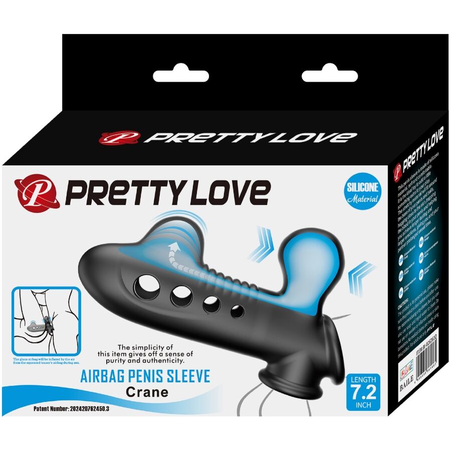 PRETTY LOVE - MANICOTTO PER PENE CRANE CON AIRBAG NERO – Copri pene con estensione – foto 13