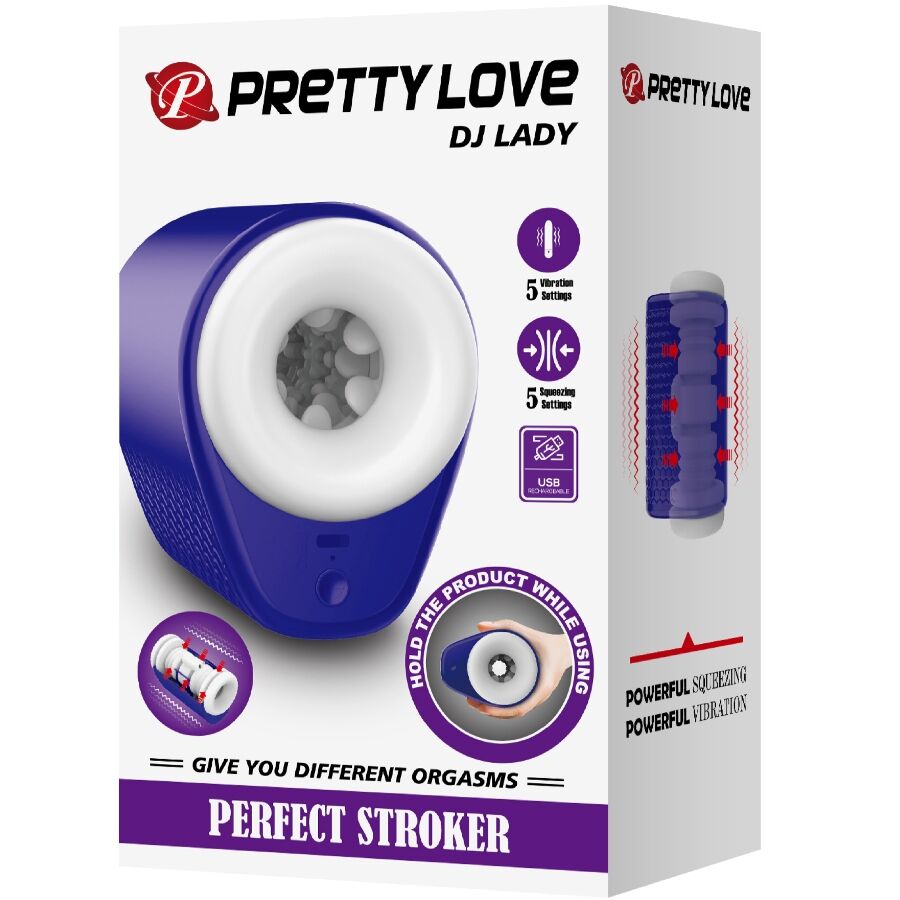 PRETTY LOVE - DJ LADY MASTURBATORE MASCHILE CON VIBRAZIONE 5 IMPOSTAZIONI VIOLA – Masturbatore automatico – foto 11
