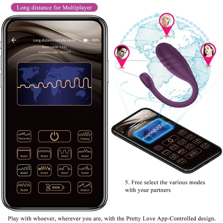 PRETTY LOVE - VIBRATORE CONTROLLATO DA APP LEVIATHAN VIOLA – Vibratori con APP – foto 19
