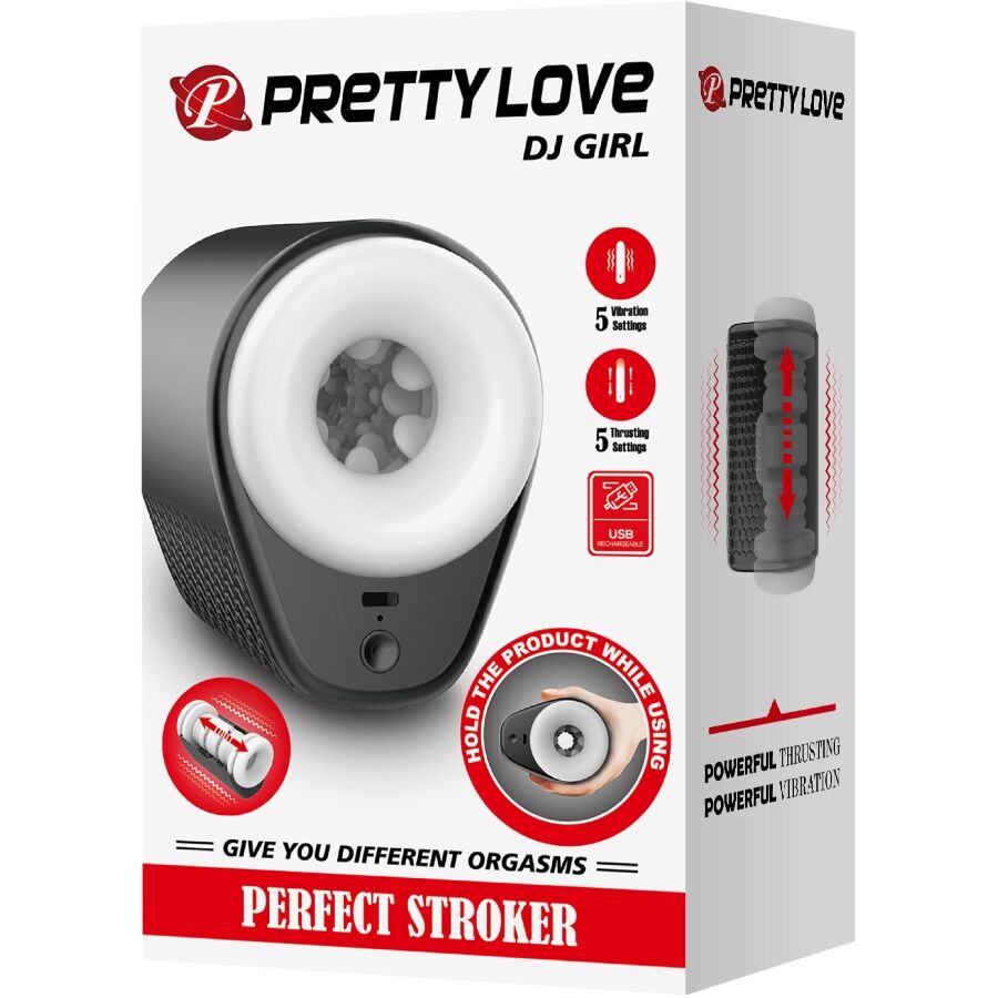 PRETTY LOVE - DJ GIRL MASTURBATORE MASCHILE CON VIBRAZIONE 5 IMPOSTAZIONI NEGRO – Masturbatore automatico – foto 11