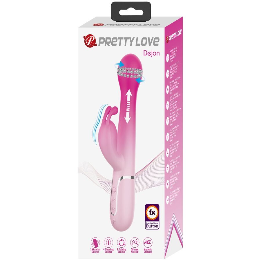 PRETTY LOVE - DEJON 3 IN 1 MULTIFUNZIONE VIBRATORE CONIGLIO ROSA – Vibratori HI-TECH – foto 11