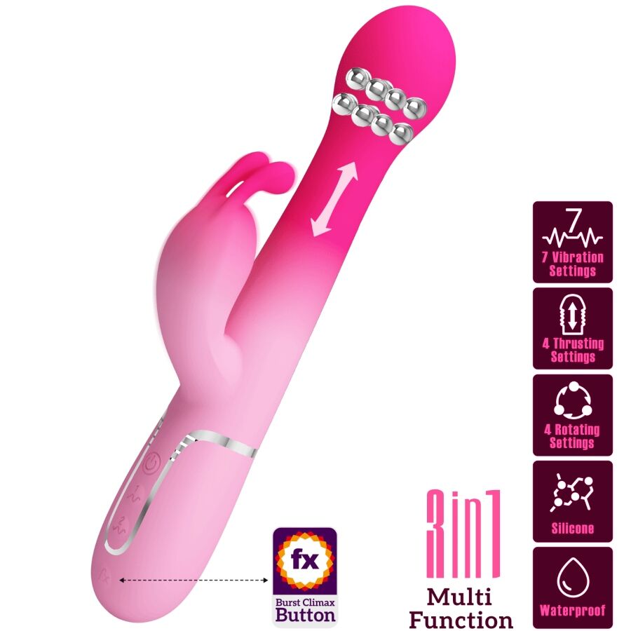 PRETTY LOVE - DEJON 3 IN 1 MULTIFUNZIONE VIBRATORE CONIGLIO ROSA – Vibratori HI-TECH – foto 2
