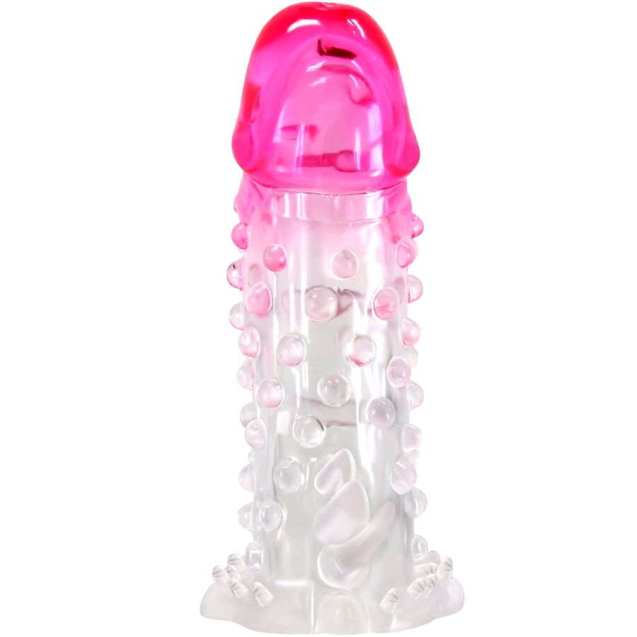 PRETTY LOVE - GUAINA DI ALLARGAMENTO REALISTICA WILFORD CON PENE RILIEVO ROSA – Copri pene con estensione