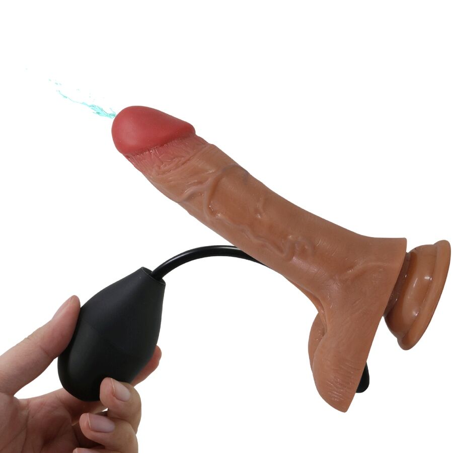 PRETTY LOVE - SLIP UNIVERSALE CON DILDO VIBRANTE E SQUIRTING 15,5 CM MULATO – Imbracature a vibrazione – foto 5