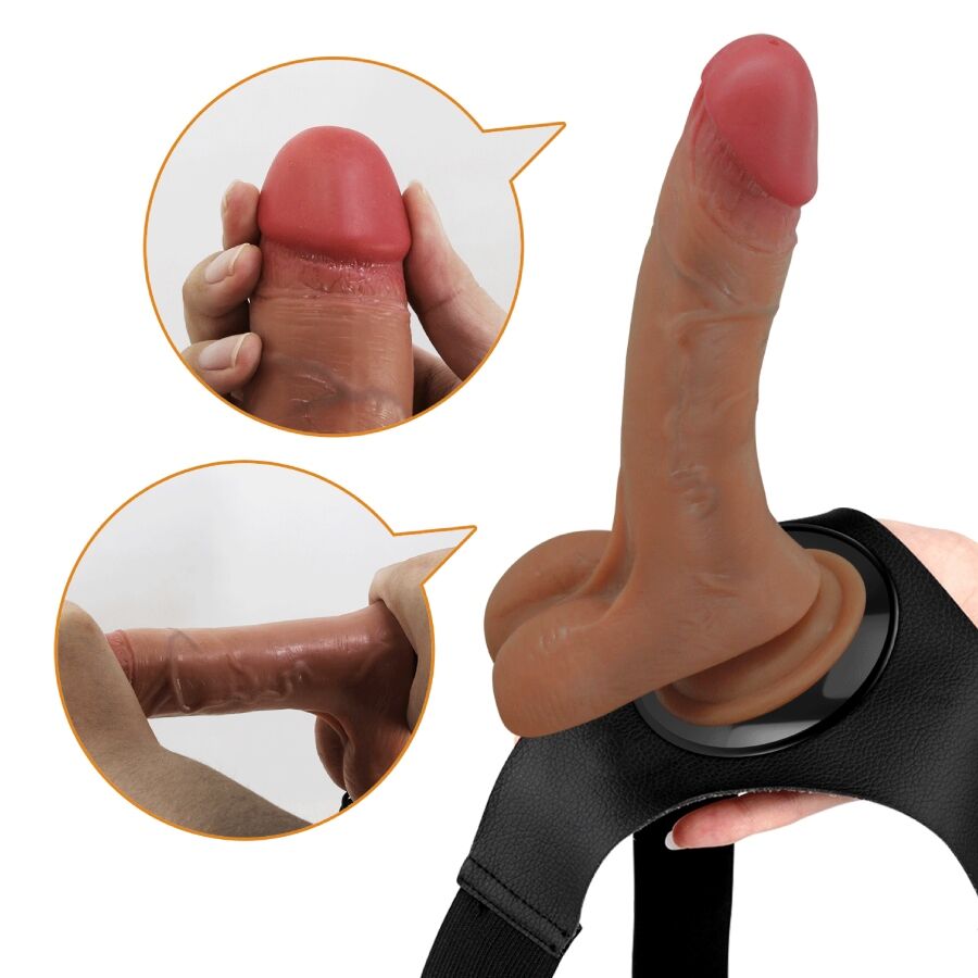 PRETTY LOVE - SLIP UNIVERSALE CON DILDO VIBRANTE E SQUIRTING 15,5 CM MULATO – Imbracature a vibrazione – foto 3