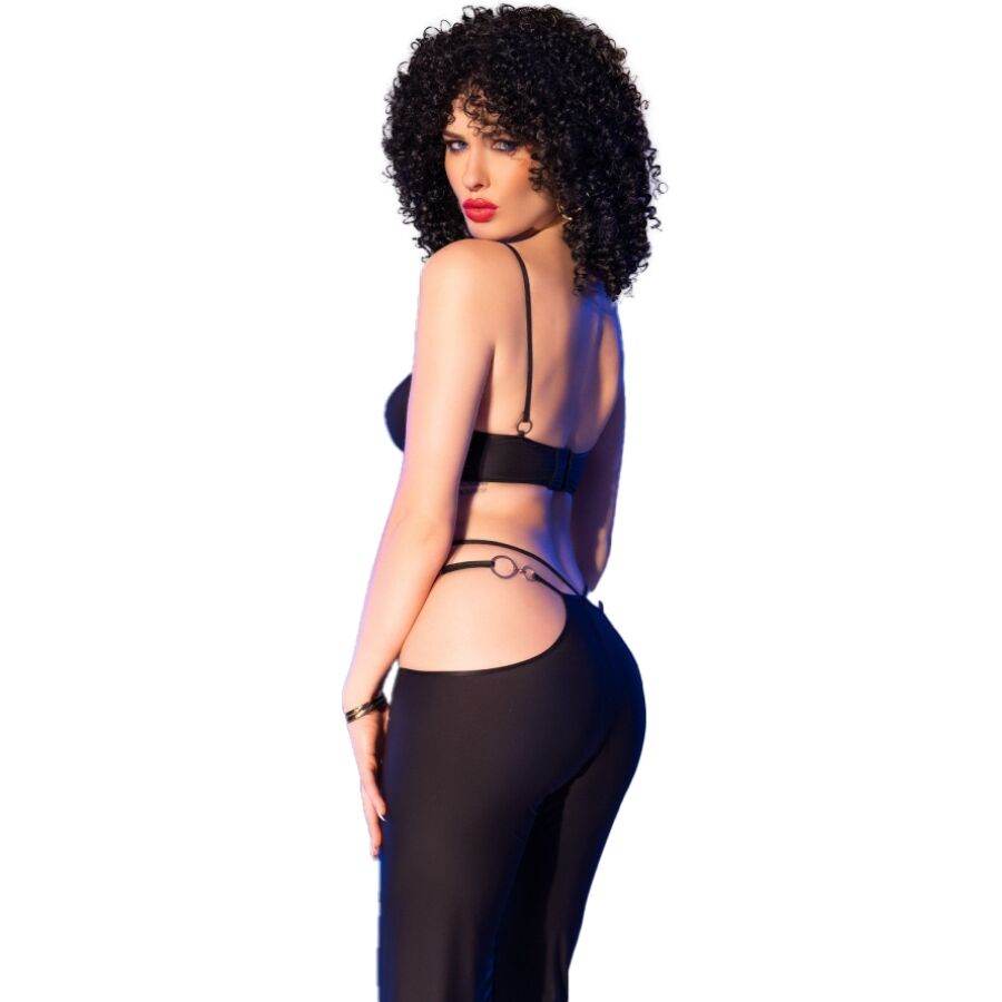 CHILIROSE - CR 4851 SET TOP E LEGGINGS NERI CON ACCESSORI DORATI L – Insieme sexy della biancheria – foto 2