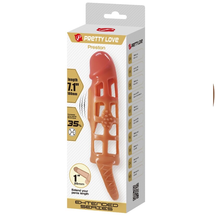 PRETTY LOVE - PRESTON VIBRANTE GUAINA PER PENE 18 CM – Copri pene con estensione – foto 9