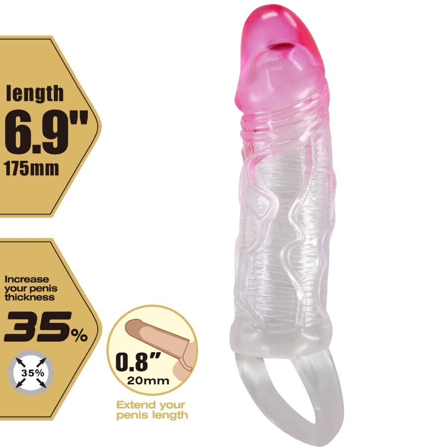 PRETTY LOVE - ODES REALISTICO 2 CM GUAINA DI ALLARGAMENTO PER PENE ROSA – Copri pene con estensione – foto 5