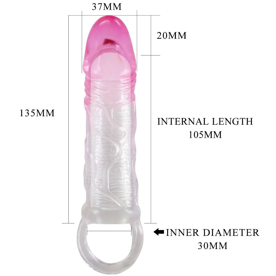 PRETTY LOVE - ODES REALISTICO 2 CM GUAINA DI ALLARGAMENTO PER PENE ROSA – Copri pene con estensione – foto 6