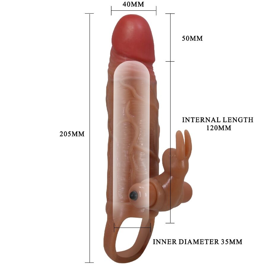 PRETTY LOVE - GUAINA PER PENE OSMAR + STIMOLATORE VIBRANTE PER CLITORIDE – Copri pene con estensione – foto 7
