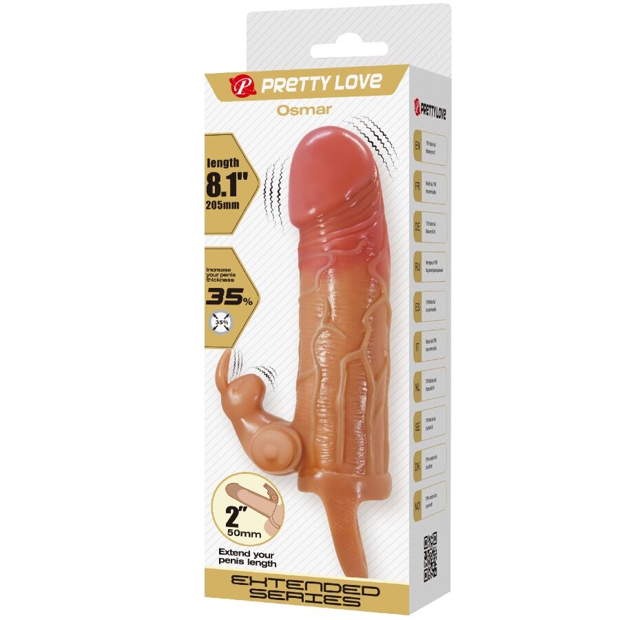 PRETTY LOVE - GUAINA PER PENE OSMAR + STIMOLATORE VIBRANTE PER CLITORIDE – Copri pene con estensione – foto 9