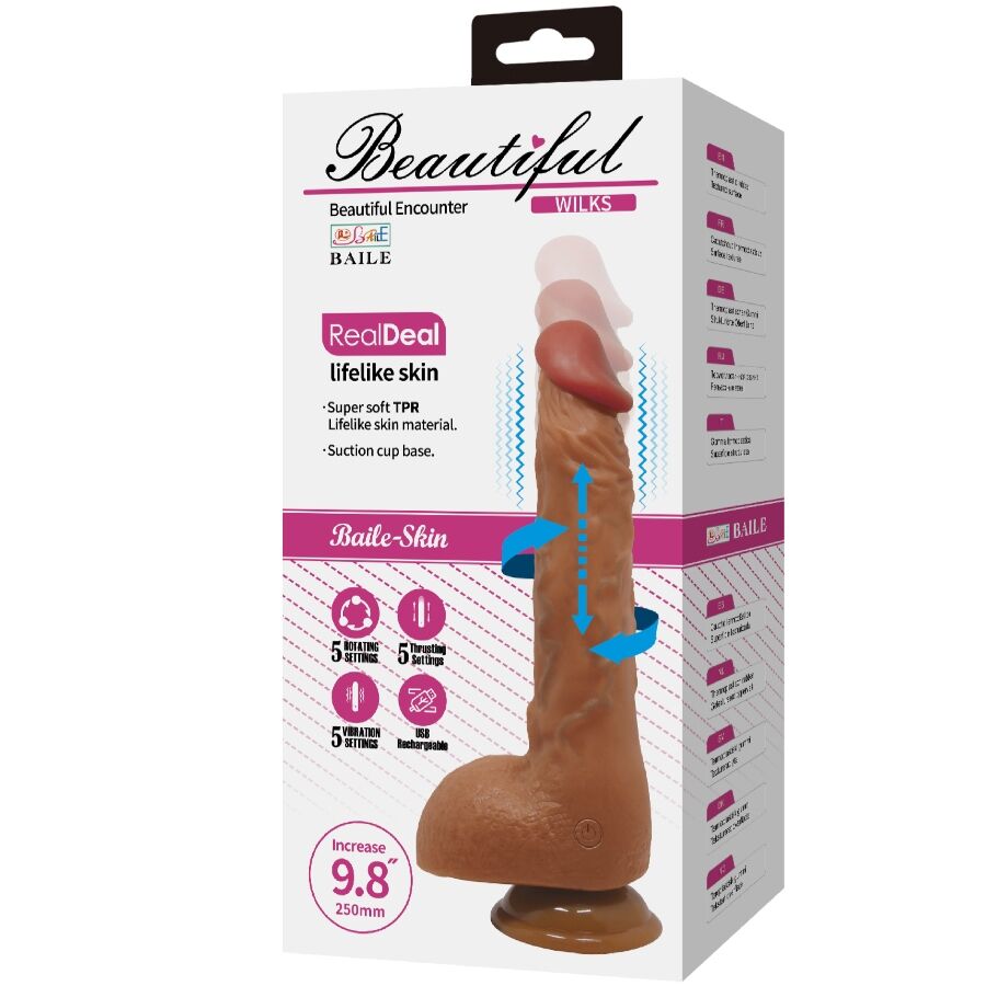 BAILE - BEAUTIFUL WILKS 5 IMPOSTAZIONI VIBRATORE REALISTICO 25 CM MULATO – Vibratori HI-TECH – foto 6
