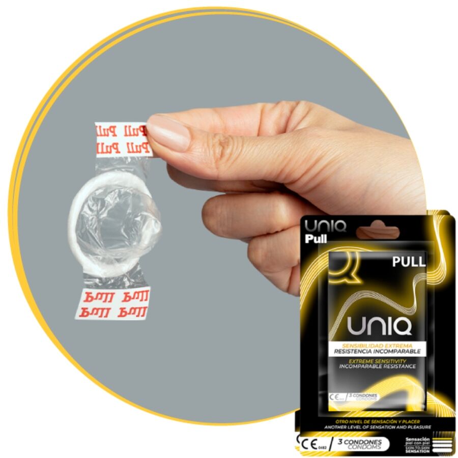 UNIQ - PRESERVATIVI SENZA LATTICE CON STRISCE 3 UNITÀ – Senza latex – foto 2