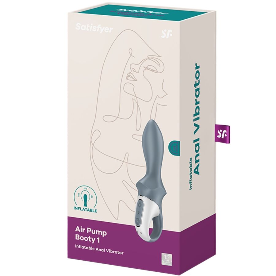 SATISFYER - AIR PUMP BOOTY 1 VIBRATORE ANALE GONFIABILE GRIGIO – Anale gonfiabile – foto 6