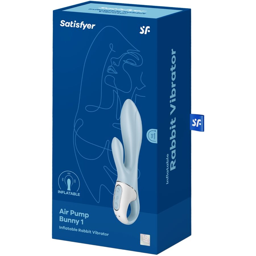 SATISFYER - AIR PUMP BUNNY 1 VIBRATORE GONFIABILE CONIGLIO BLU – Vibratori di coniglio – foto 6