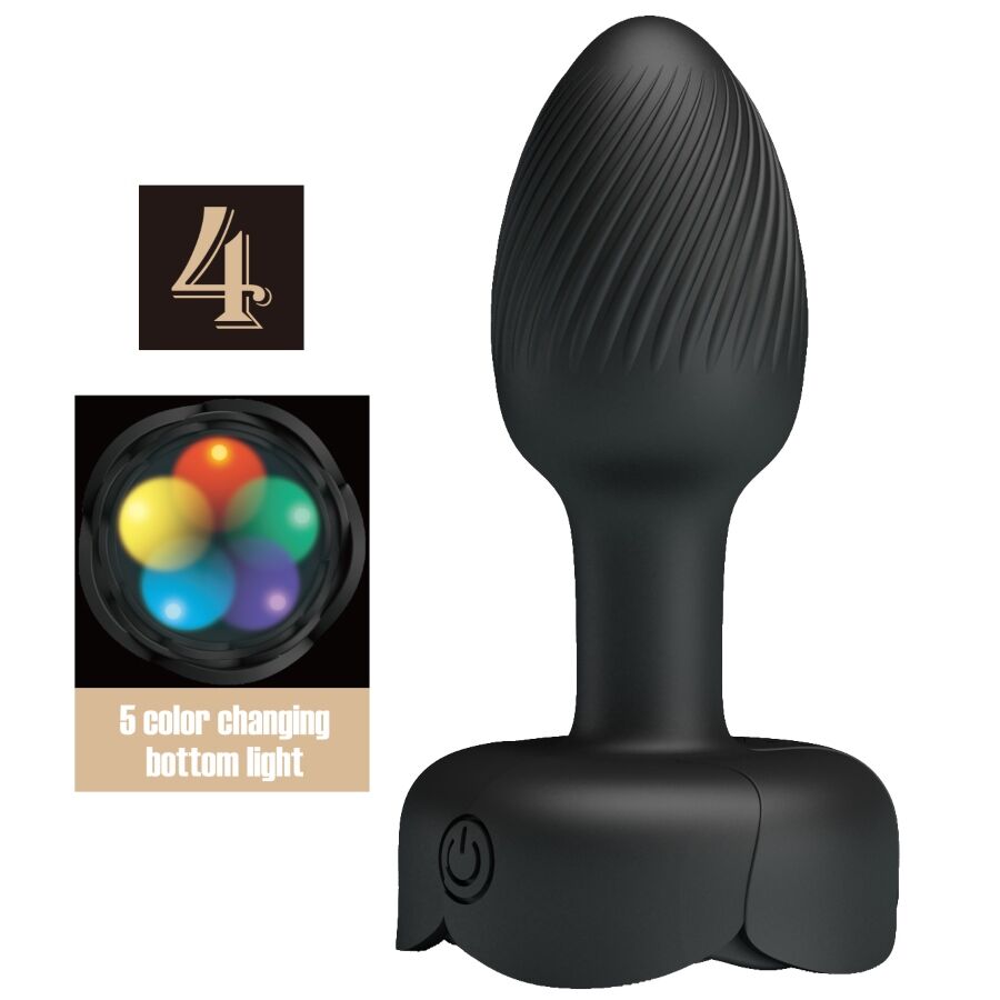 PRETTY LOVE - PLUG ANALE OLMAN CON LUCE LED NERO 8,8 CM – Tappi anali