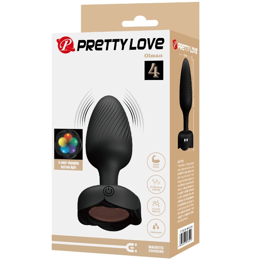 PRETTY LOVE - PLUG ANALE OLMAN CON LUCE LED NERO 8,8 CM – Tappi anali – foto 9