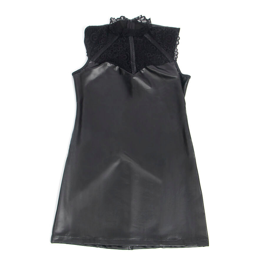 SUBBLIME - 957544 ABITO IN PELLE CON COLLO IN PIZZO NERO S/M – Abiti sexy – foto 4