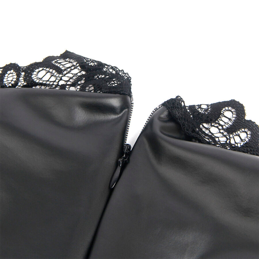 SUBBLIME - 957544 ABITO IN PELLE CON COLLO IN PIZZO NERO S/M – Abiti sexy – foto 6