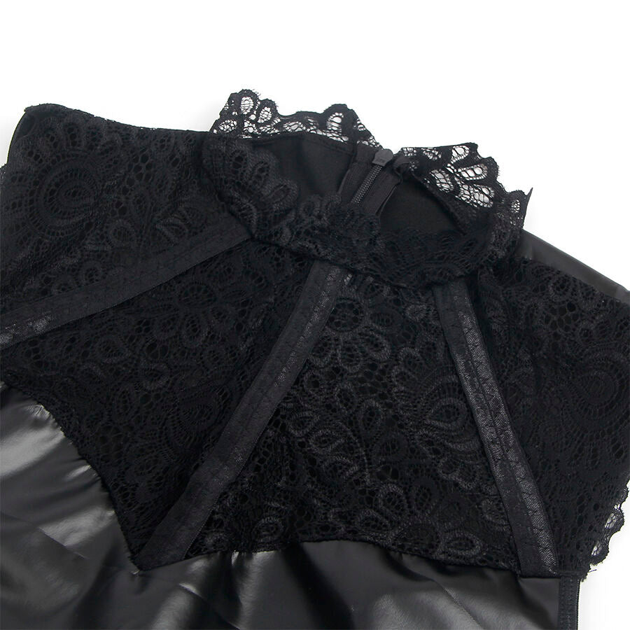 SUBBLIME - 957544 ABITO IN PELLE CON COLLO IN PIZZO NERO S/M – Abiti sexy – foto 5