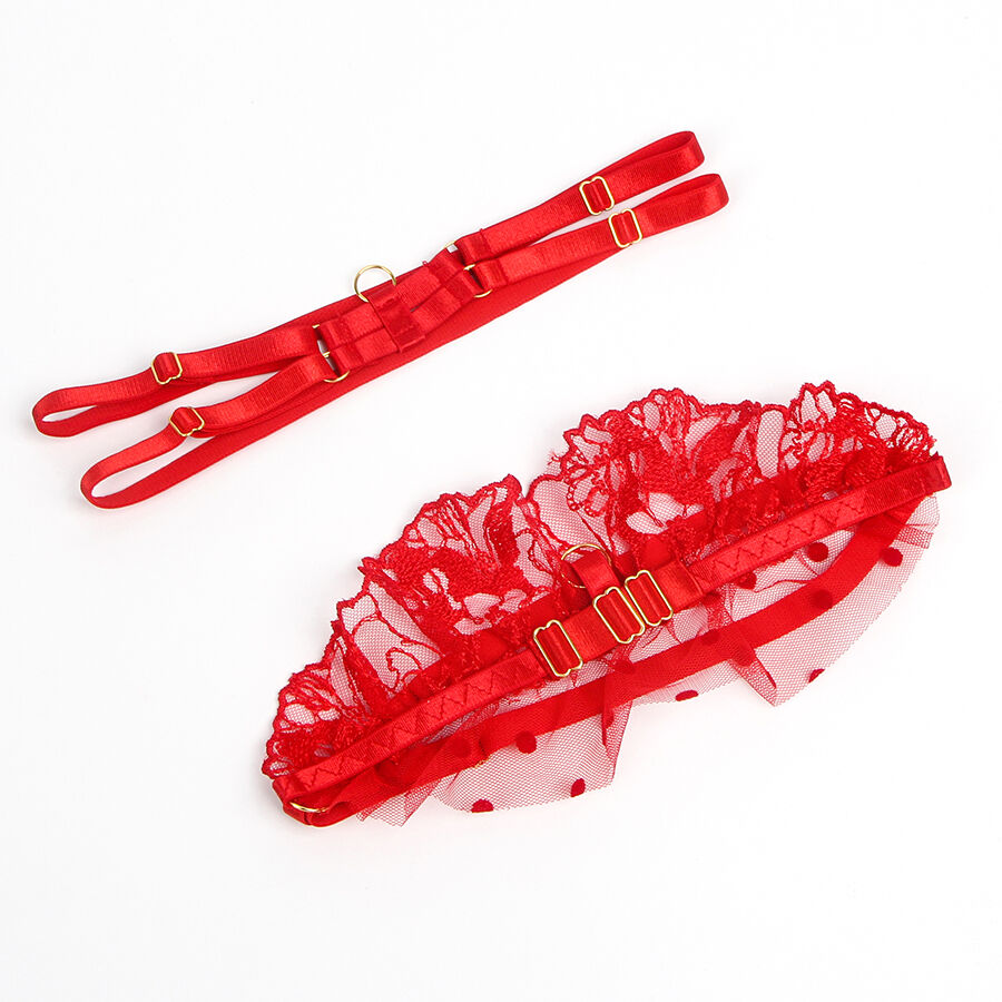 SUBBLIME - 957506 COMPLETO REGGISENO E GIARRETTIERA IN PIZZO ROSSO S/M – Insieme sexy della biancheria – foto 6