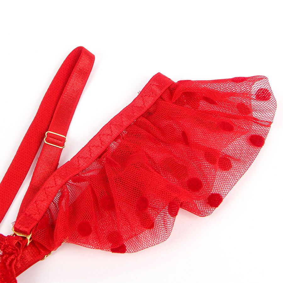 SUBBLIME - 957506 COMPLETO REGGISENO E GIARRETTIERA IN PIZZO ROSSO S/M – Insieme sexy della biancheria – foto 5