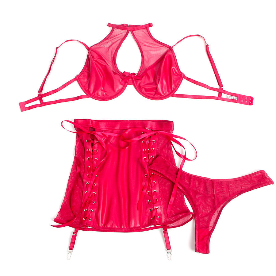 SUBBLIME - 957605 SET REGGISENO E GONNA IN PELLE ROSSO S/M – Insieme sexy della biancheria – foto 5
