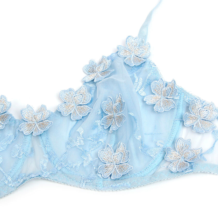SUBBLIME - 957629 COMPLETO REGGISENO E SLIP RICAMATI A FIORI AZZURRO CIELO S/M – Insieme sexy della biancheria – foto 6