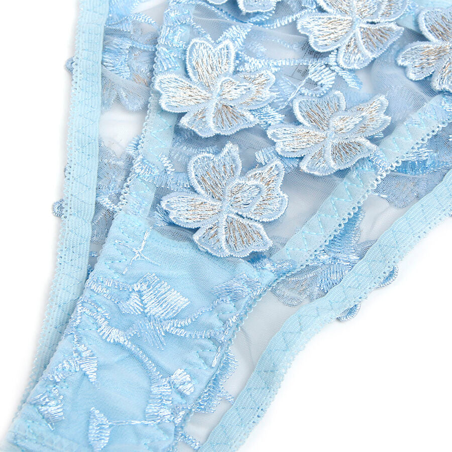 SUBBLIME - 957636 COMPLETO REGGISENO E SLIP RICAMATI A FIORI AZZURRO CIELO L/XL – Insieme sexy della biancheria – foto 7