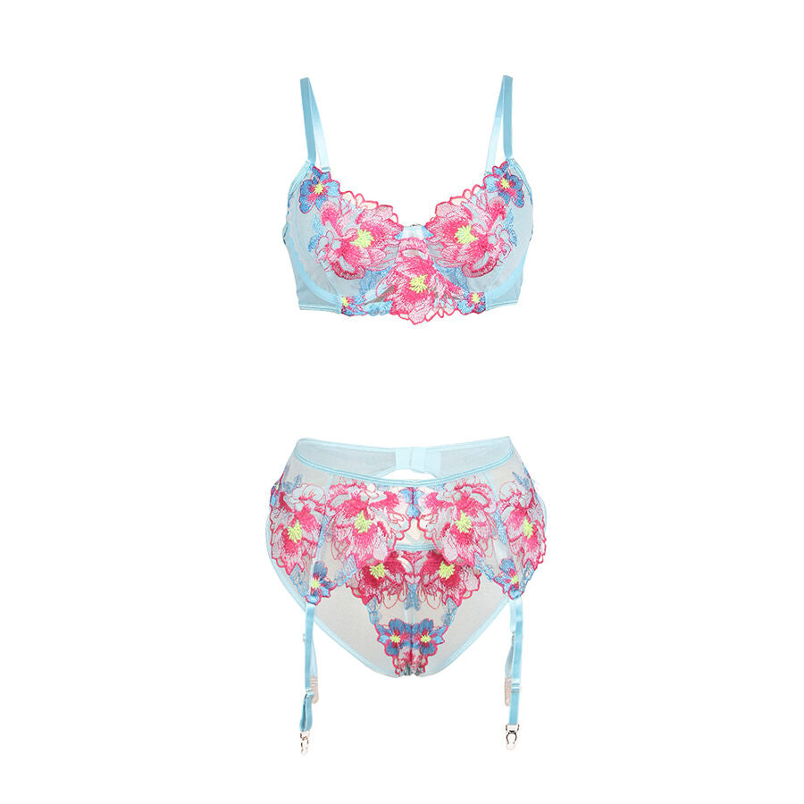 SUBBLIME - 957643 SET REGGISENO E CINTURA RICAMO FIORI ROSA S/M – Insieme sexy della biancheria – foto 5