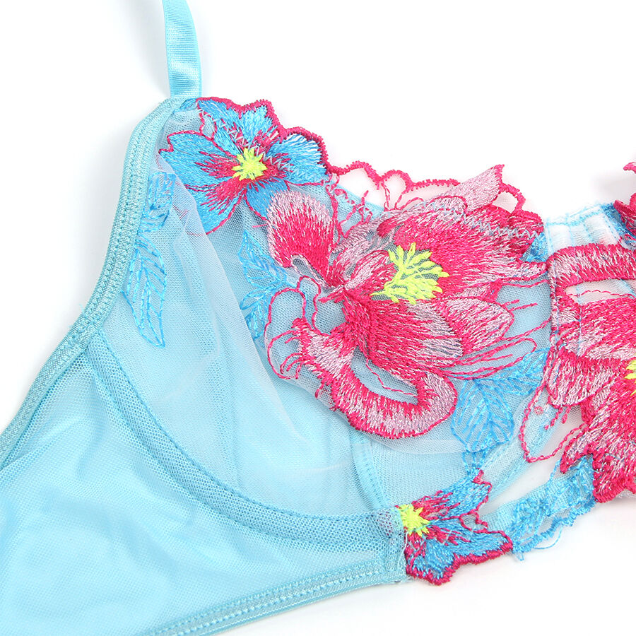 SUBBLIME - 957643 SET REGGISENO E CINTURA RICAMO FIORI ROSA S/M – Insieme sexy della biancheria – foto 6