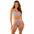 SUBBLIME - 957650 SET REGGISENO E CINTURA RICAMO FIORI ROSA L/XL – Insieme sexy della biancheria