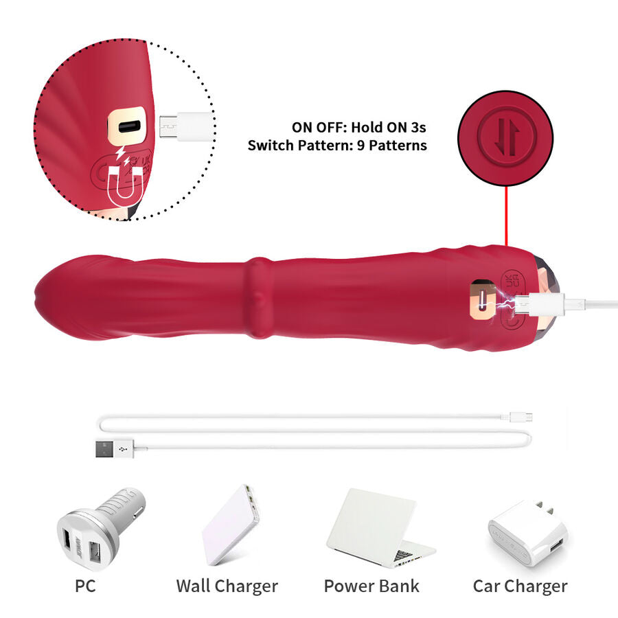 ARMONY - DILDO VIBRATORE STIMOLATORE PUNTO A TERMOREGOLABILE ROSSO – Vibratori a punto G – foto 5