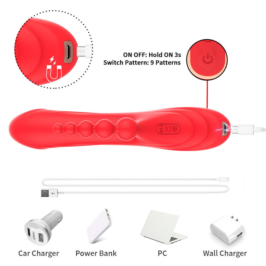 ARMONY - VIBRATORE STIMOLATORE PUNTO G E CLITORIDE ROSSO – Vibratori a punto G – foto 9