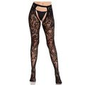 LEG AVENUE - CALZE IN PIZZO ROSA CON SCHIENA APERTA NERE – Calzini
