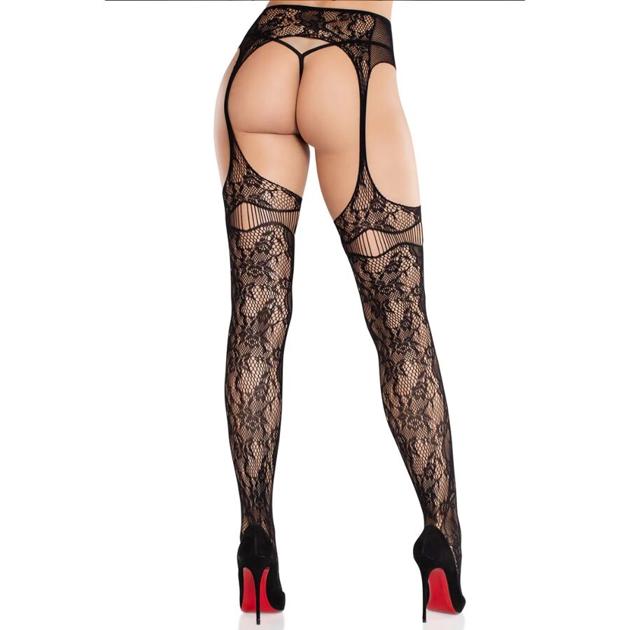 LEG AVENUE - CALZE IN PIZZO CON GIARRETTIERE NERE – Calze giarrettiera – foto 2