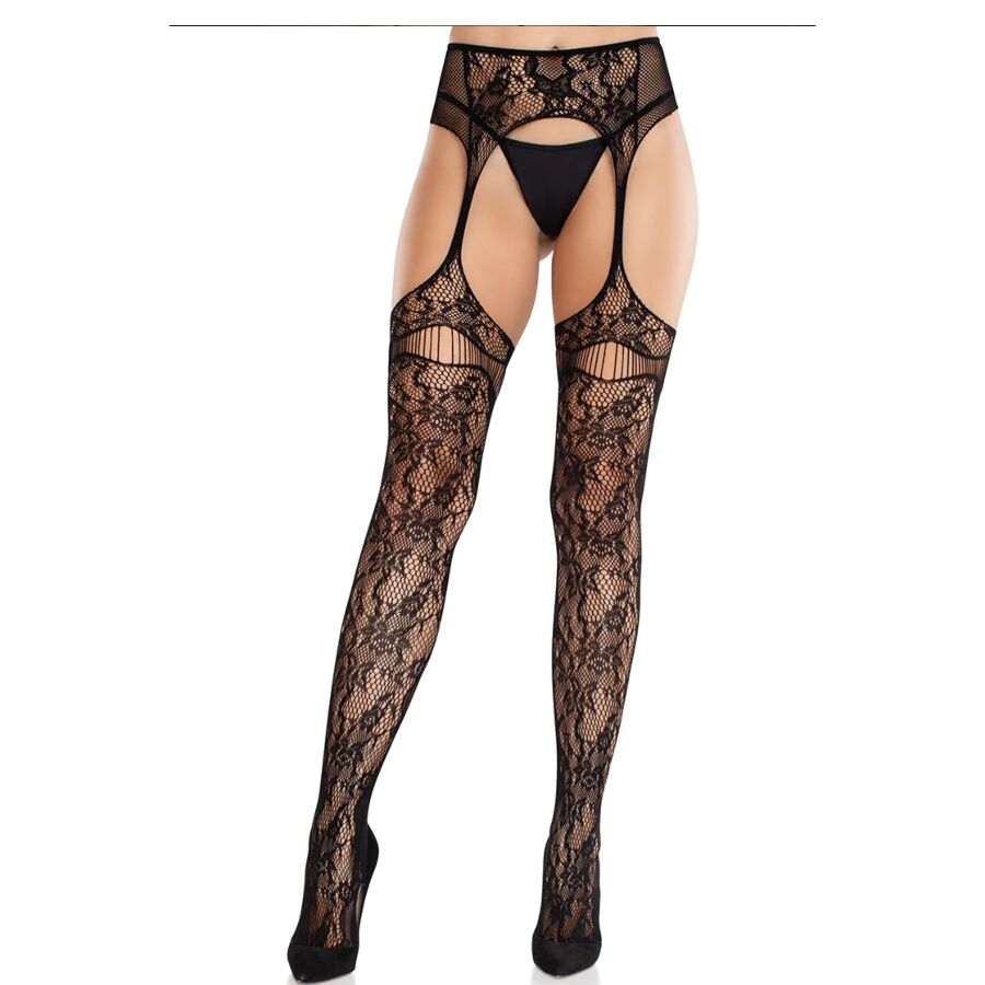LEG AVENUE - CALZE IN PIZZO CON GIARRETTIERE NERE – Calze giarrettiera