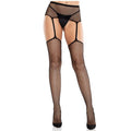 LEG AVENUE - CALZE IN PIZZO CON CROCE E CINTURA REGGICALZE NERE – Calze giarrettiera