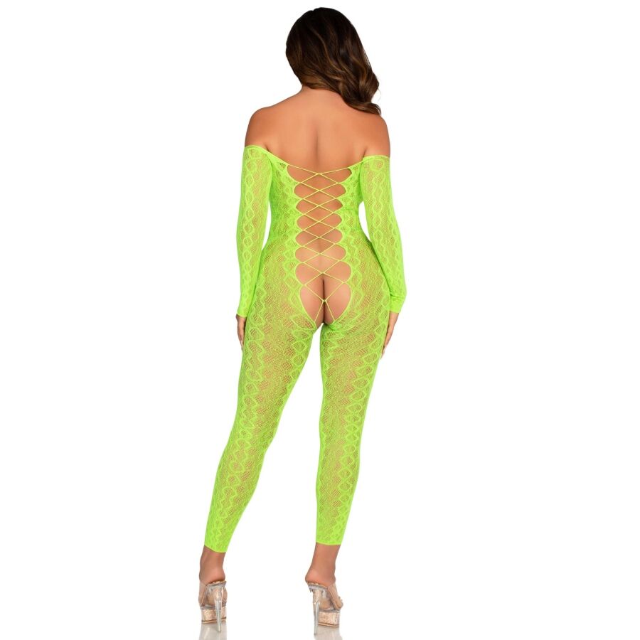 LEG AVENUE - BODYSTOCKING SENZA CAVALLO EXOTIC SNAKE LACE NEON GREEN – Bodystocking – foto 2