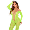 LEG AVENUE - BODYSTOCKING SENZA CAVALLO EXOTIC SNAKE LACE NEON GREEN – Bodystocking