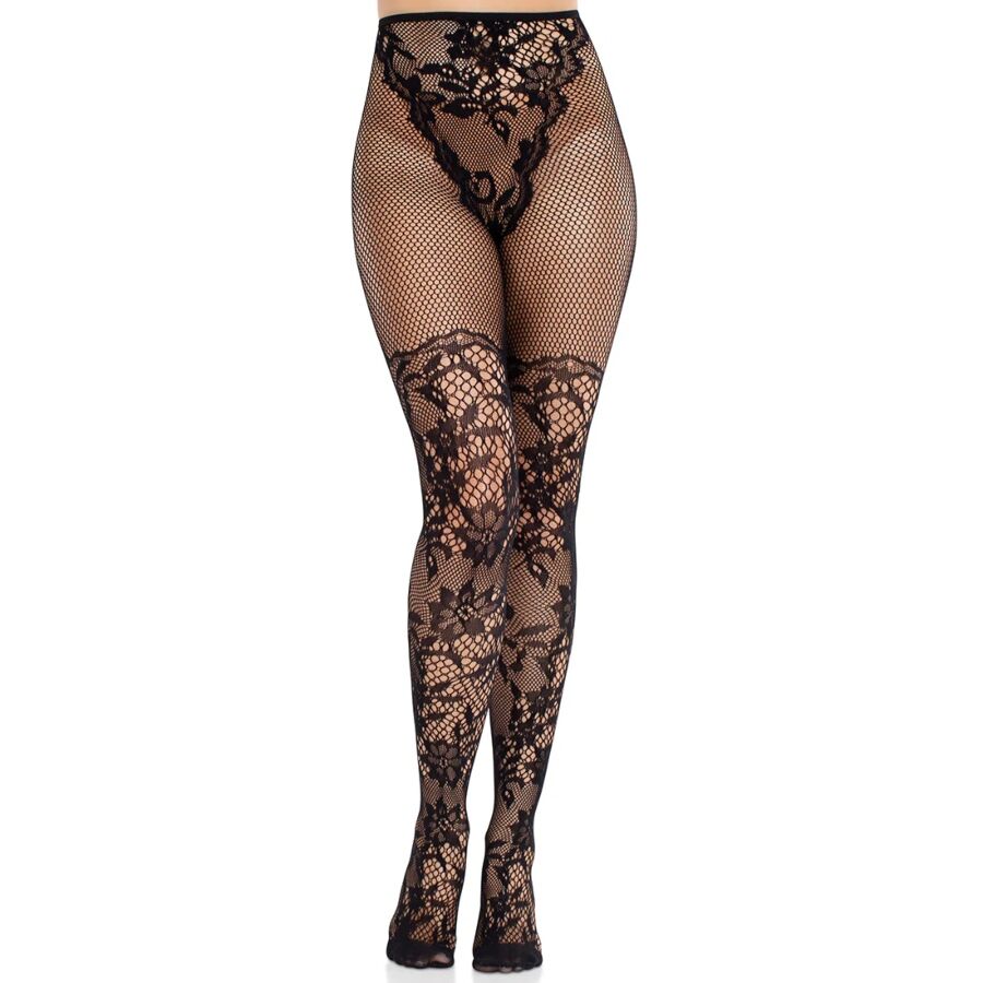 LEG AVENUE - CALZE IN PIZZO DAHLIA CON DETTAGLIO A RETE NERE – Calzini