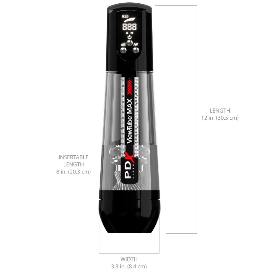 PDX ELITE - VIEWTUBE MAX VIEW MASTURBATORE AUTOMATICO CON ASPIRAZIONE TRASPARENTE – Masturbatore automatico – foto 5